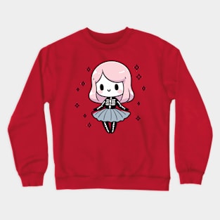 Cute Kawaii Girl in A Halloween Skeleton Costume | Cute Halloween Tee Crewneck Sweatshirt